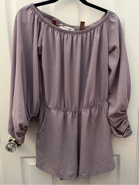 Lock & Key Lavender Off-Shoulder Romper